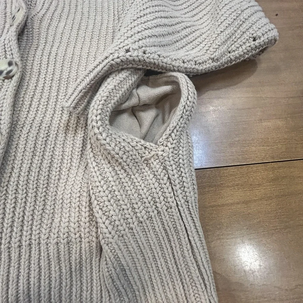 Free People Cardigan Sweater Womens XS Petite Beige Collared Chunky Knit Button